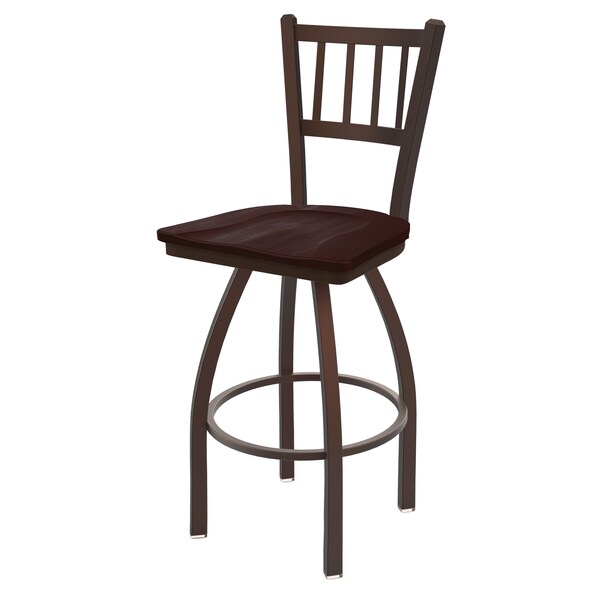 25" Swivel Counter Stool, Bronze Finish, Dark Cherry Maple Seat